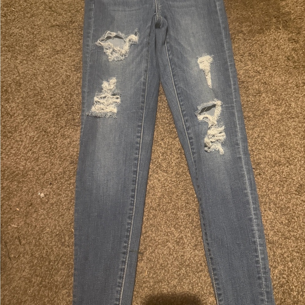 American Eagle Outfitters Light Blue Distressed Skinny Jeans